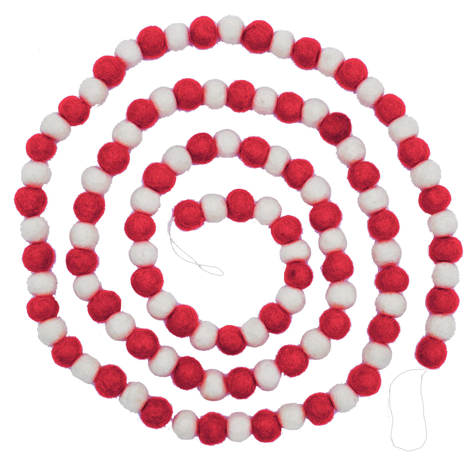 Pom Pom Felt Garland, Red/White