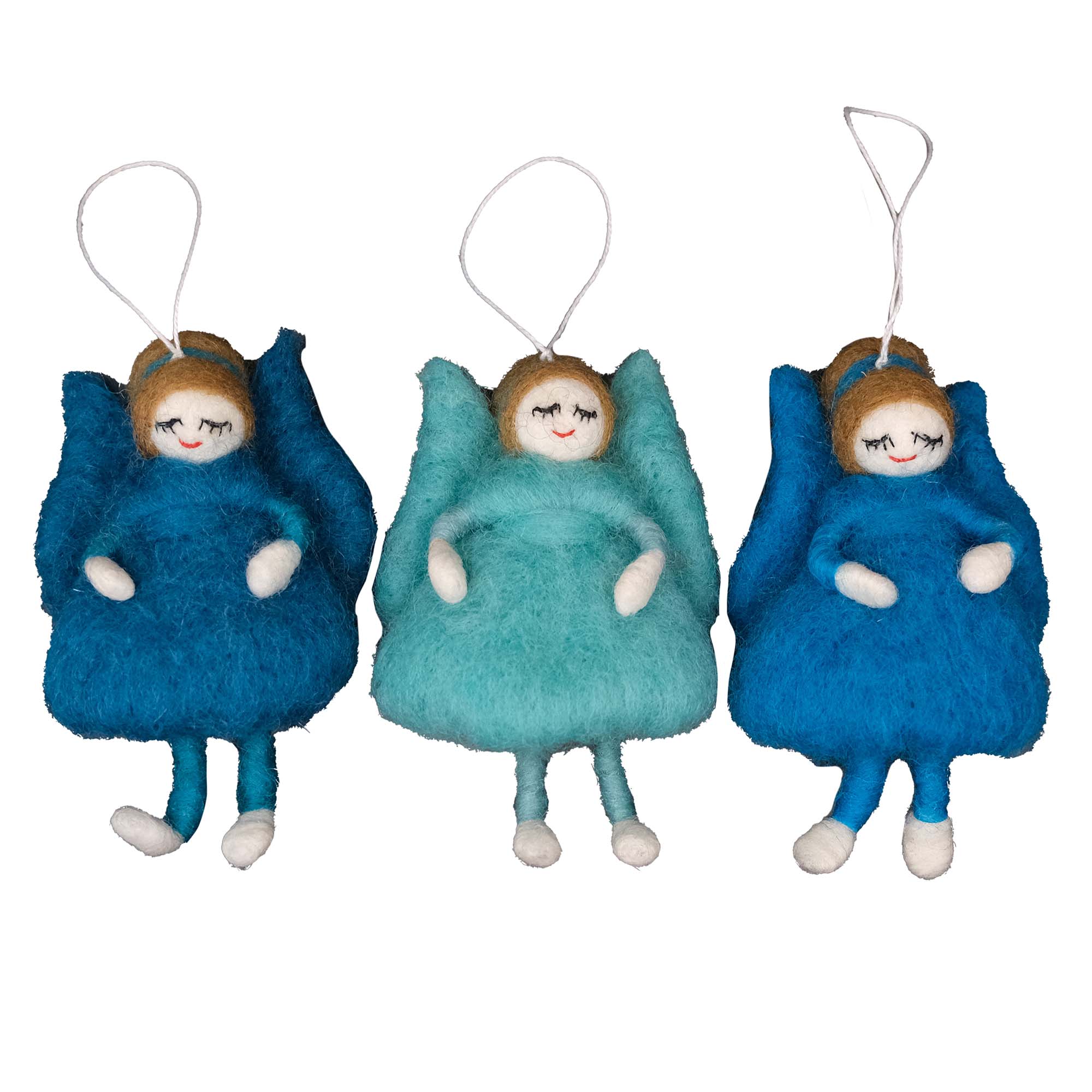 Glacier Fairy Felt Holiday Ornament, Set of 3, Blue