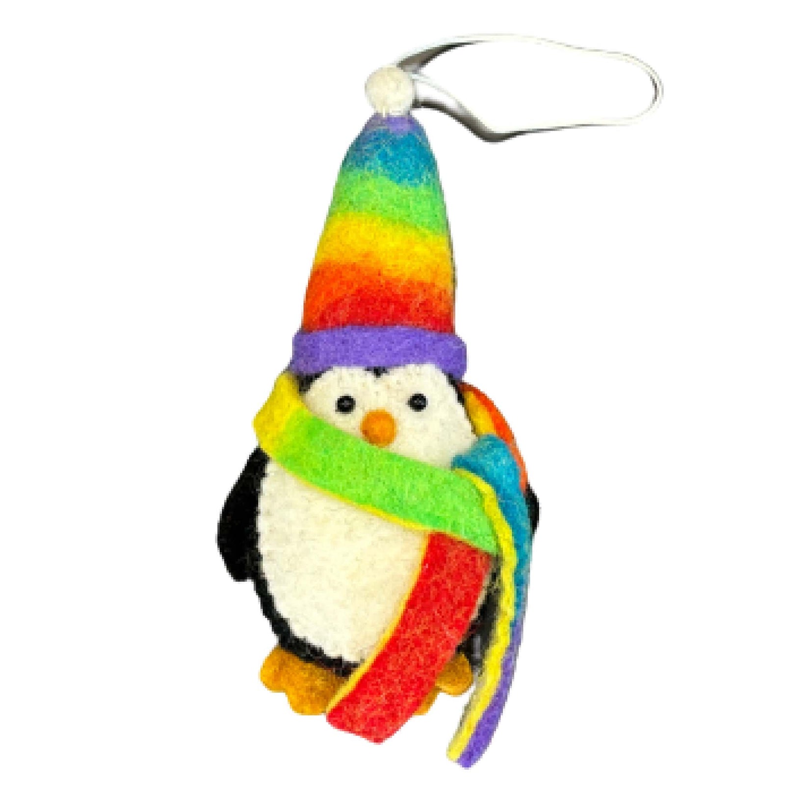 CLOSEOUT - Penguin Felt Ornament, Rainbow