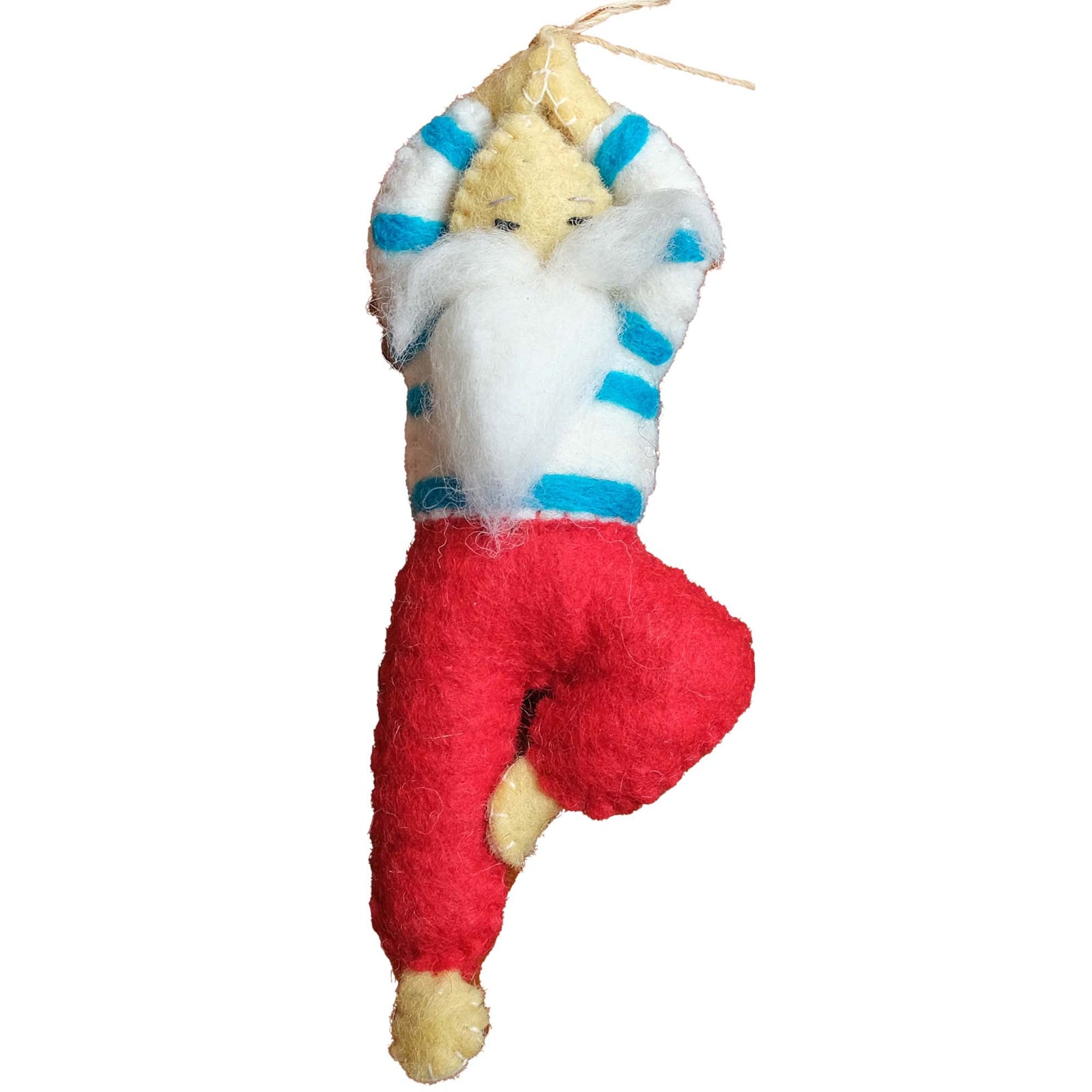 CLOSEOUT - Yoga Santa Felt Ornament, Turquoise