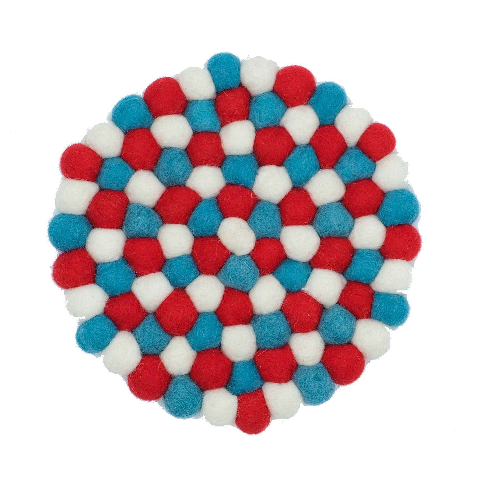 Kai Christmas Red & Blue Felt Ball Coasters, Set of 4