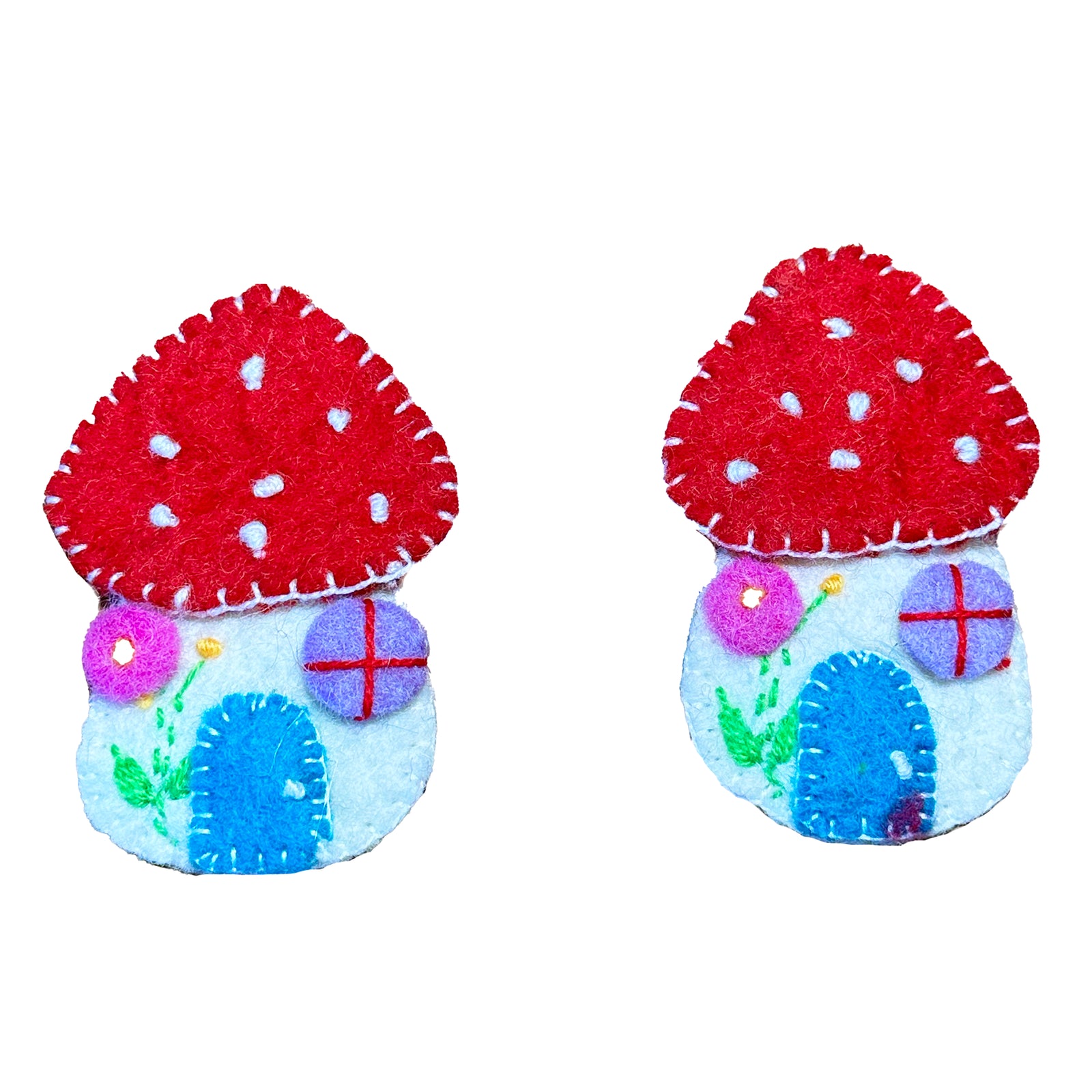 CLOSEOUT - Mushroom House Felt Ornament, Set of 2