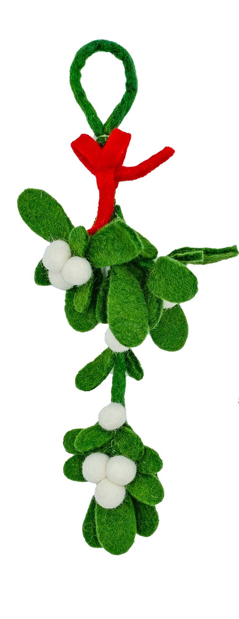 Mistletoe with Red Ribbon Felt Ornament