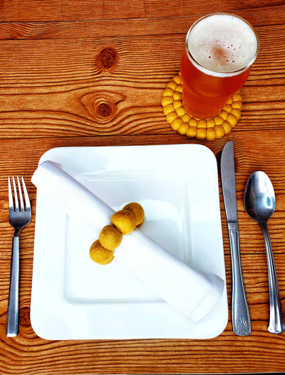 Mustard Tonal Felt One Strand Napkin Rings, Set of 4