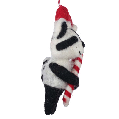Racoon and Candy Cane Felt Ornament