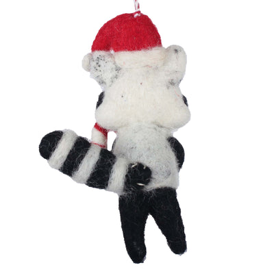 Racoon and Candy Cane Felt Ornament