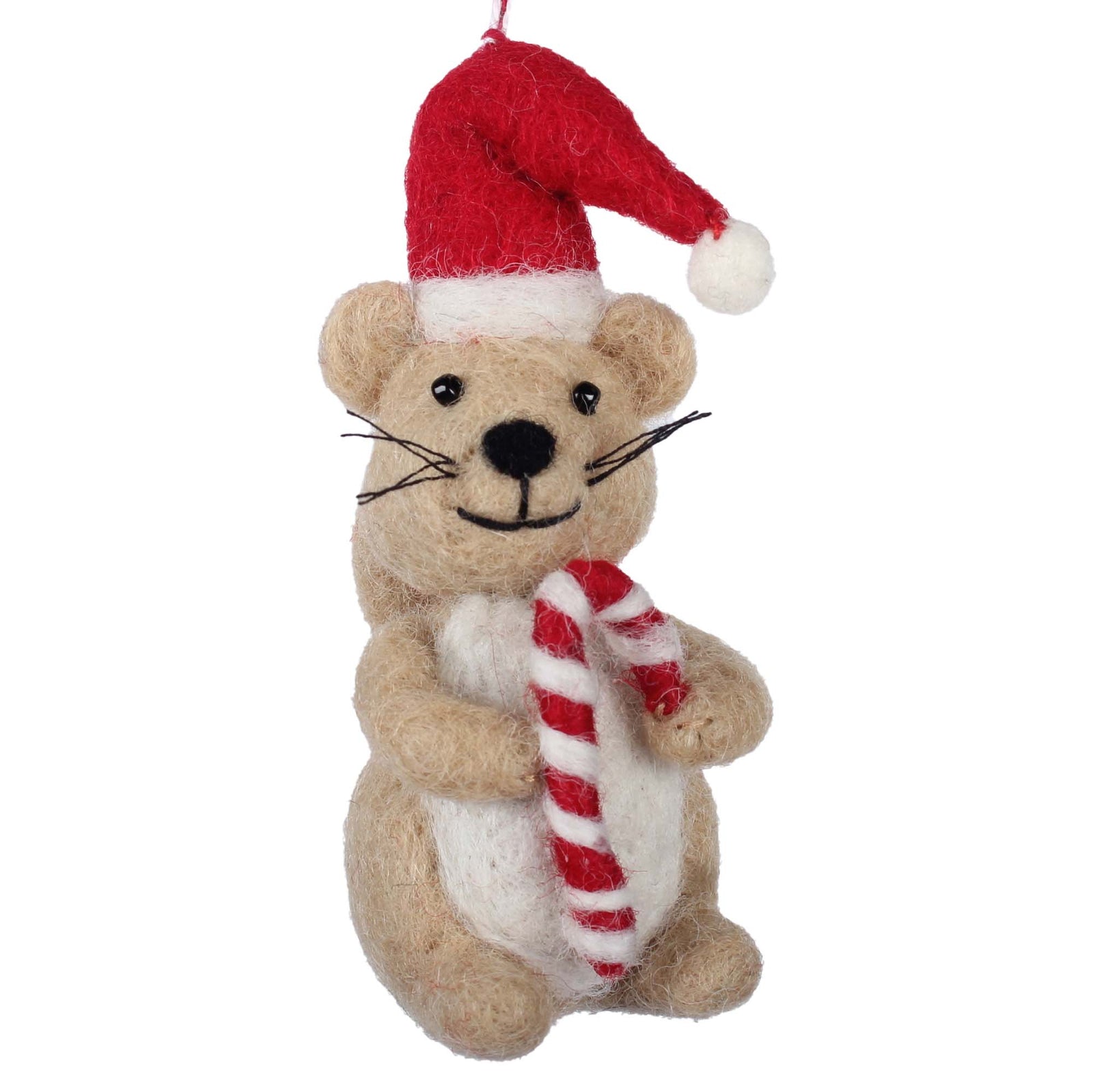 Squirrel and Candy Cane Felt Ornament