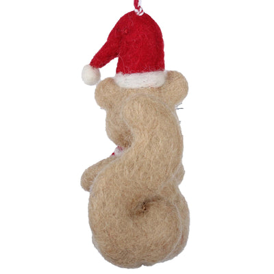 Squirrel and Candy Cane Felt Ornament