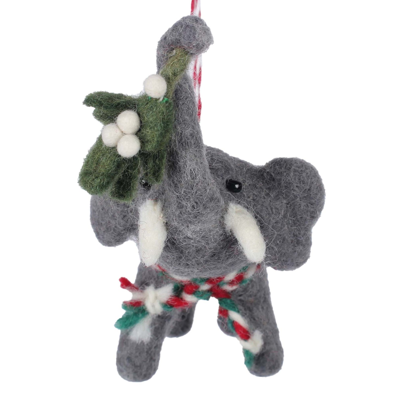 Elephant and Misletoe Felt Ornament