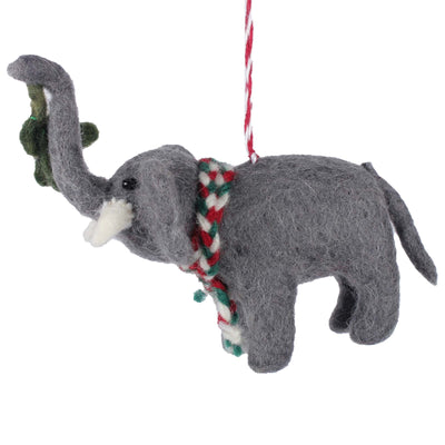 Elephant and Misletoe Felt Ornament