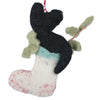 Black Kitty in Stocking Felt Ornament