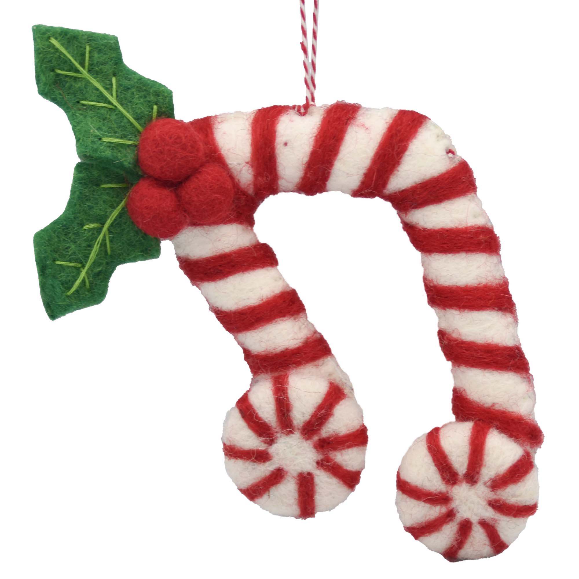 Candy Cane 8th Notes Felt Ornament