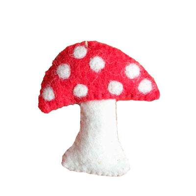 Mushroom Felt Ornament, Red