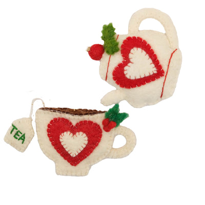 Christmas Teapot Felt Holiday Ornament