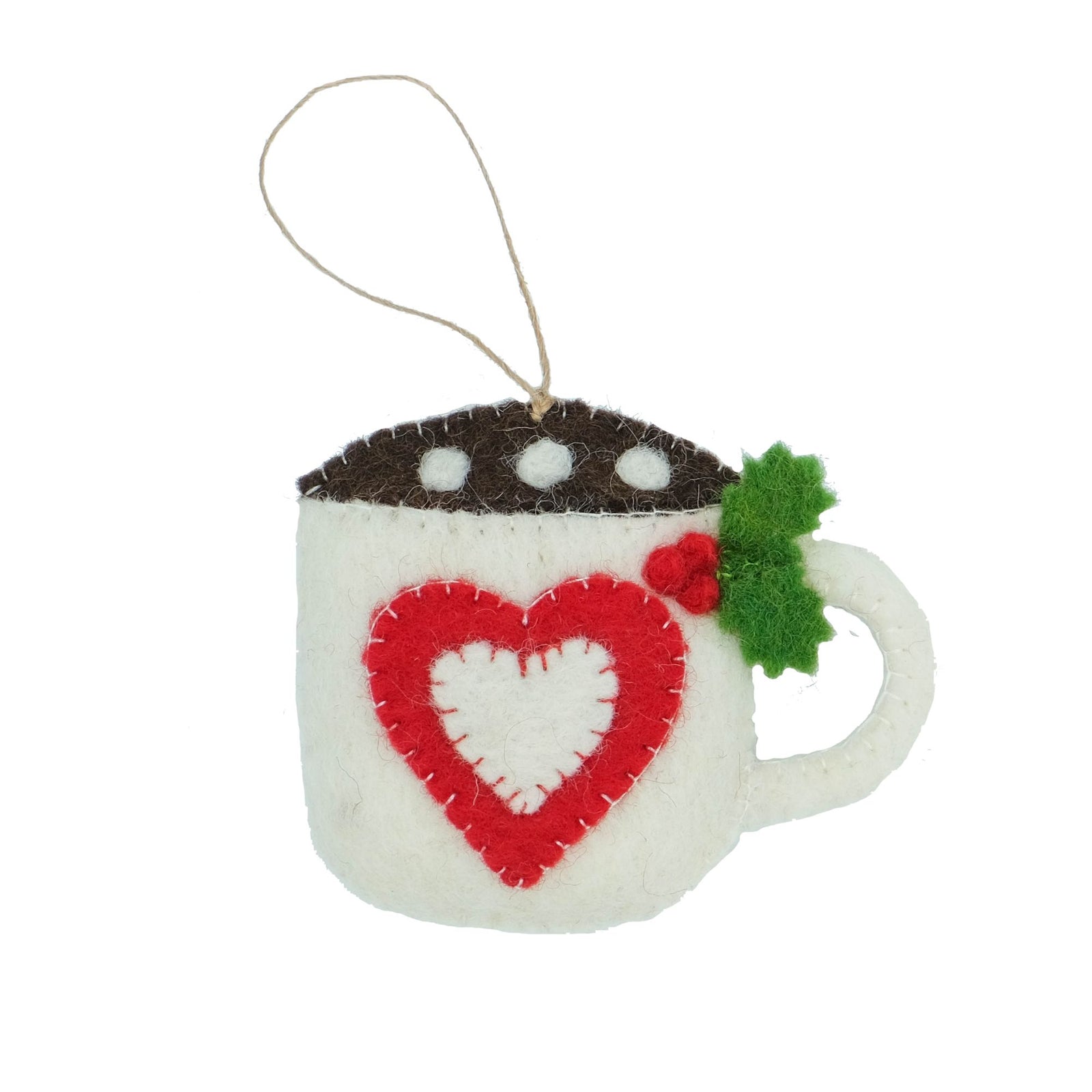 Mug Felt Holiday Ornament, Christmas Heart