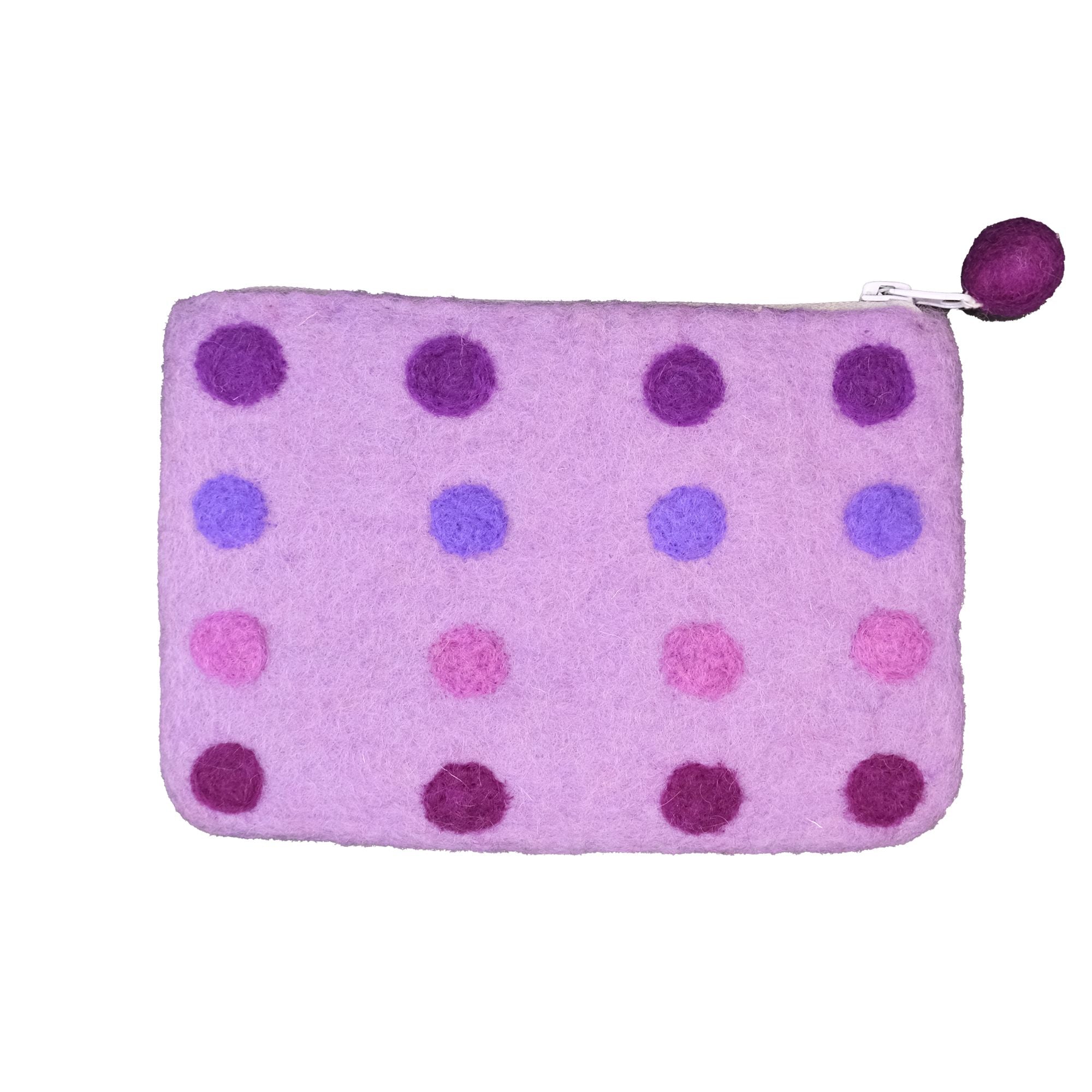 Twilight Dot Felt Zipper Pouch, Purple