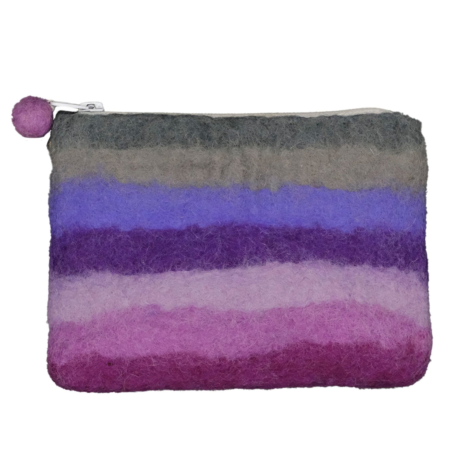 Twilight Stripe Felt Zipper Pouch, Purple