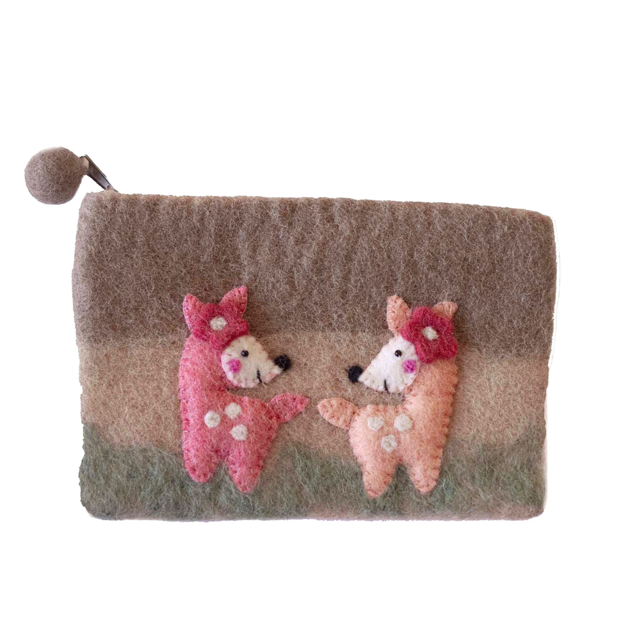 Deer Felt Zipper Coin Purse