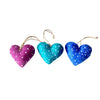 CLOSEOUT - Mini Heart Felt Ornaments, Set of 3 Blue and Purple