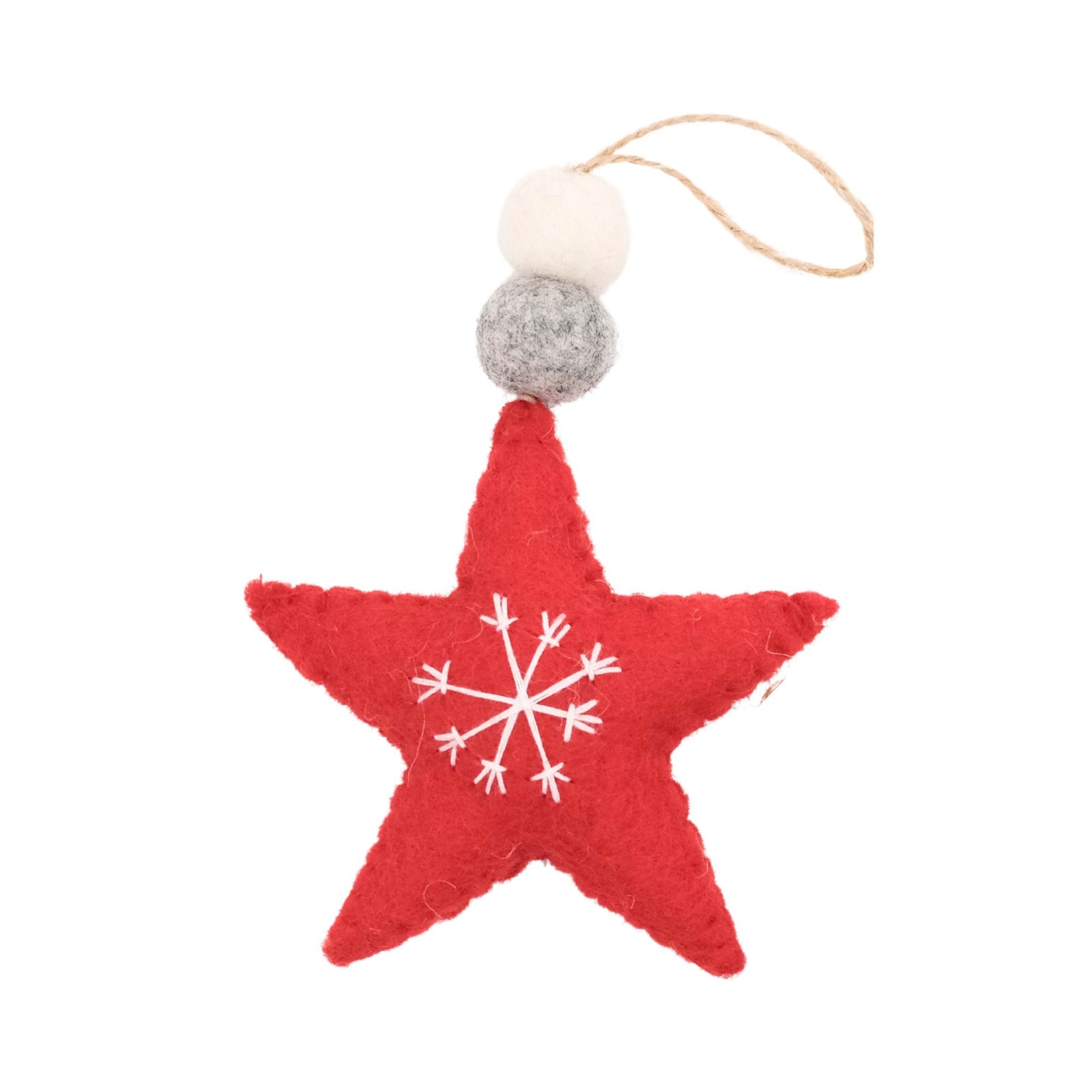 CLOSEOUT - Star Felt Ornament, Red and White