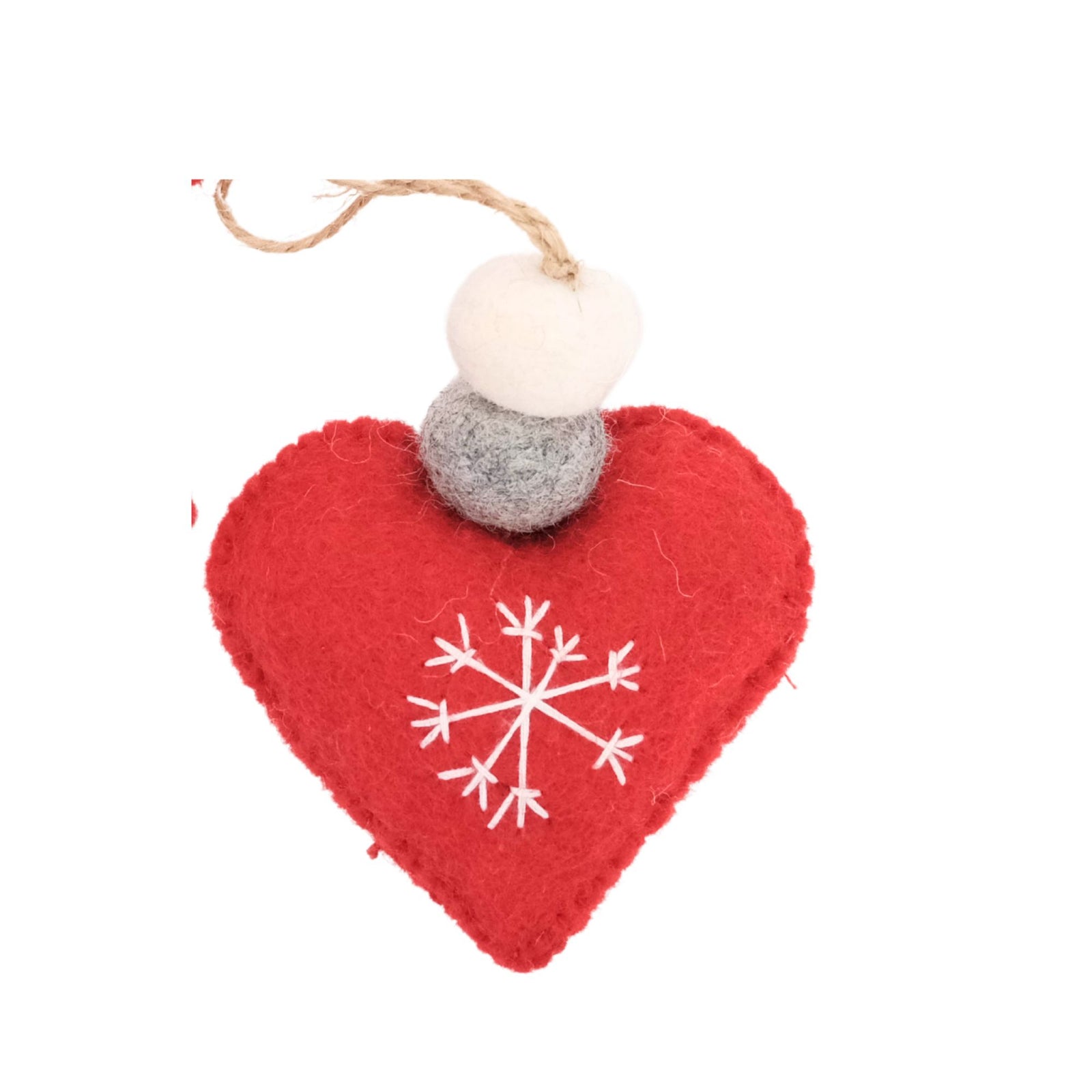 CLOSEOUT - Heart Felt Ornament, Red and White