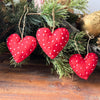 Handmade Felt Red Hearts, Set of 3