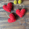 Handmade Felt Red Hearts, Set of 3