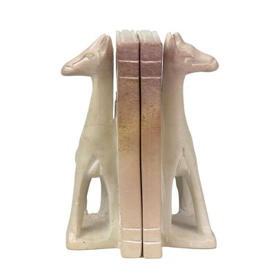Soapstone Giraffe Natural Stone Bookends