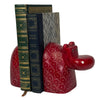 Bright Soapstone Hippo Bookends Red