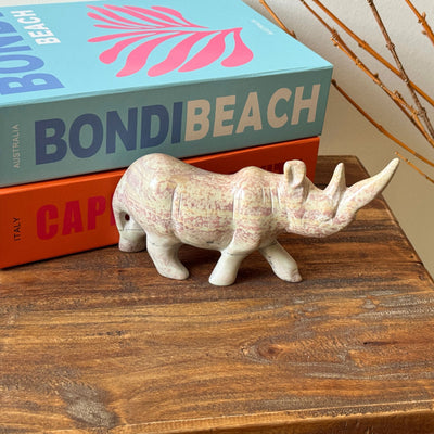 Soapstone Rhinoceros Natural Stone Sculpture