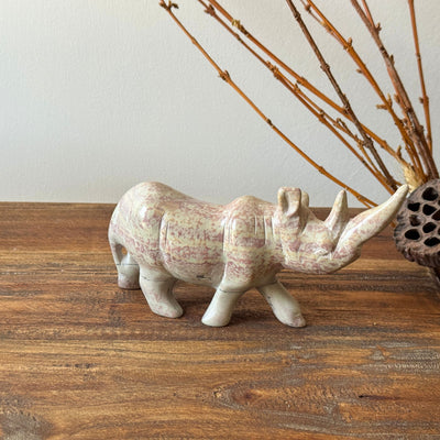 Soapstone Rhinoceros Natural Stone Sculpture