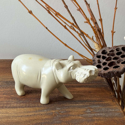 Soapstone Hippopotamus Natural Stone Sculpture