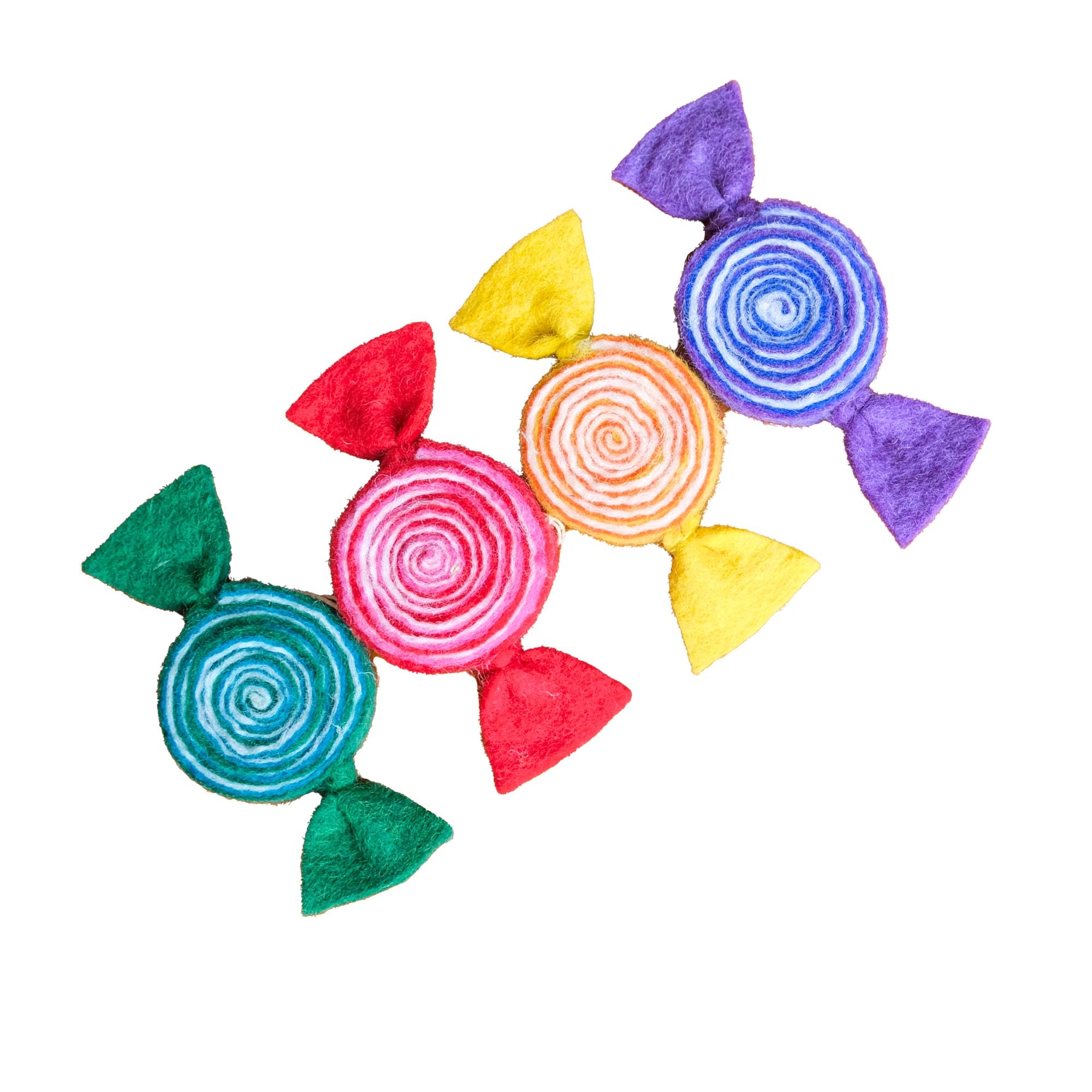 CLOSEOUT - Candy Felt Ornament, Set of 4, Turquoise and Red