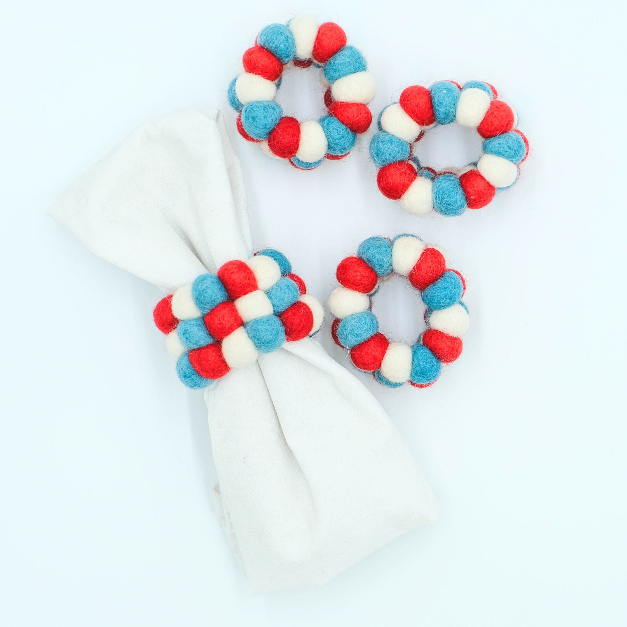 Christmas Felt Napkin Rings, Set of 4