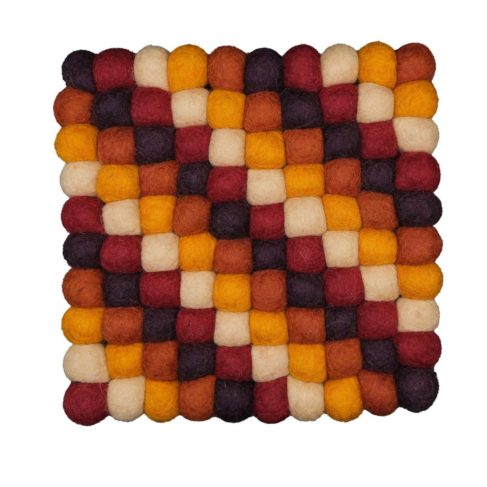 Felt Ball Square Trivet: Harvest Tile