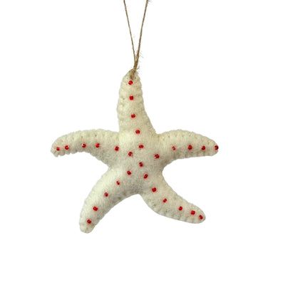 White Sea Star Felt Ornament