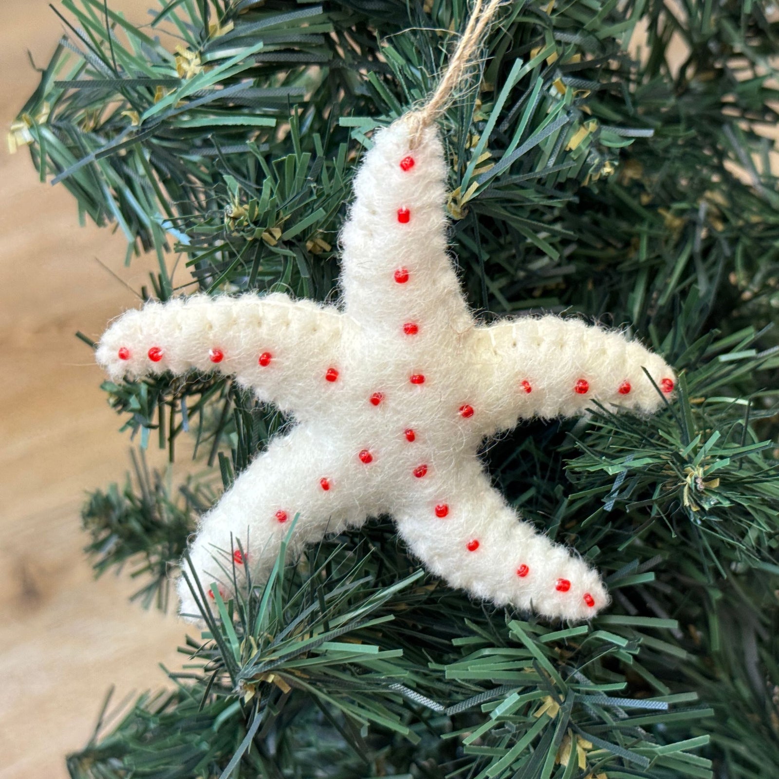White Sea Star Felt Ornament