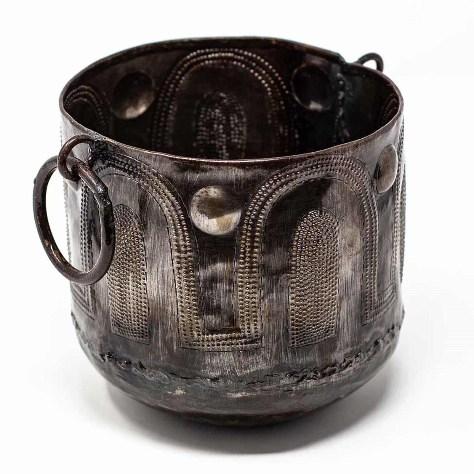 Small Hammered Wine Bucket, Haitian Steel Drum Sculpture