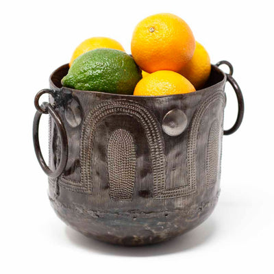Small Hammered Wine Bucket, Haitian Steel Drum Sculpture