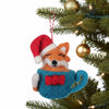 Santa Fox Coffee Cup Felt Ornament
