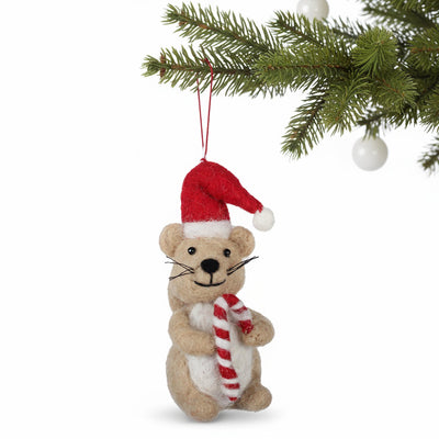 Squirrel and Candy Cane Felt Ornament