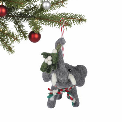Elephant and Misletoe Felt Ornament