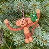 Monkey and Misletoe Felt Ornament