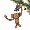 Monkey and Misletoe Felt Ornament