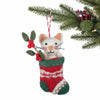 White Kitty in Stocking Felt Ornament