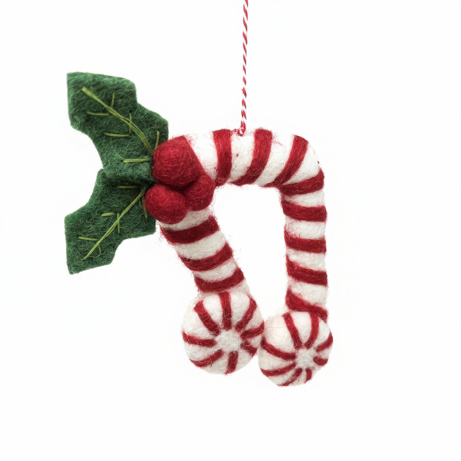 Candy Cane 8th Notes Felt Ornament
