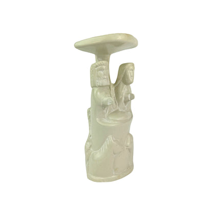 Hand-Carved Soapstone Kenya Holy Family Under Acacia Tree Sculpture
