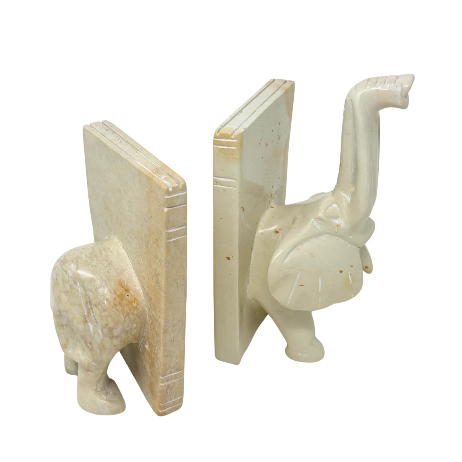 Soapstone Elephant Natural Stone Bookends