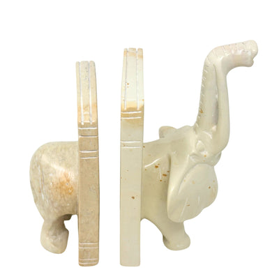 Soapstone Elephant Natural Stone Bookends