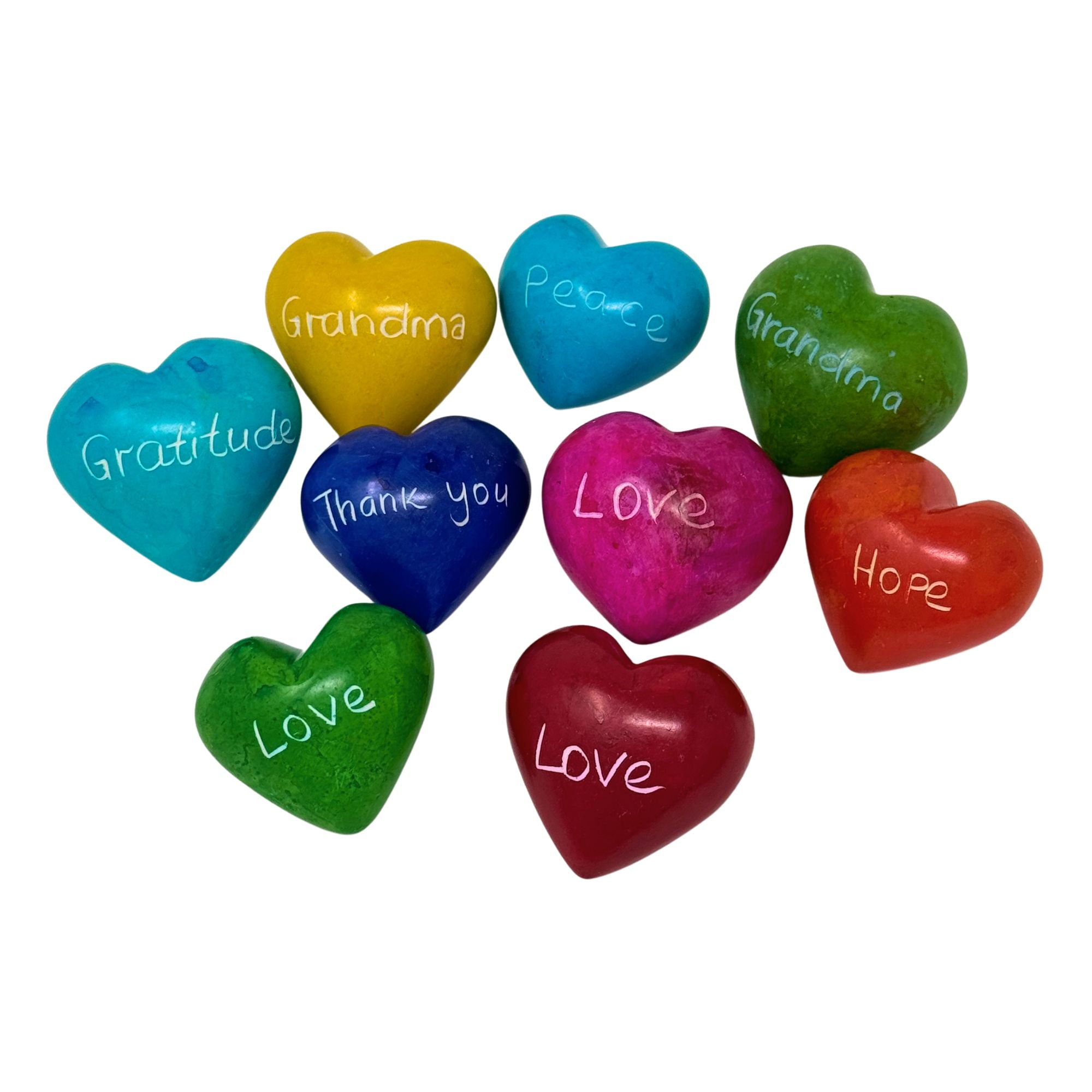 Word Hearts - Multi Color 4cm - Mixed Words/Colors